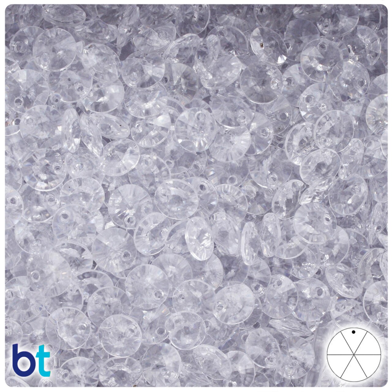 BeadTin Crystal Transparent 8mm Faceted Saucer Plastic Craft Beads (250pcs)